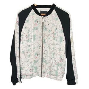 Sanctuary, black,white floral,lightweight,track, zip front bomber jacket SZ-S
